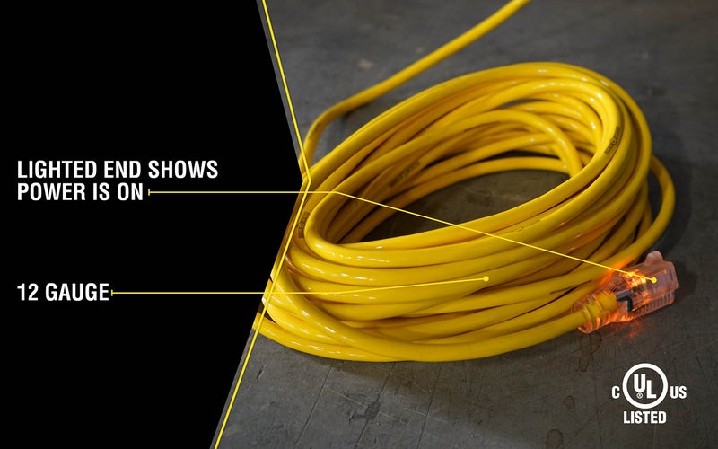 Yellow Jacket Southwire Yellow Jacket Heavy Duty Extension Cord - Reliable Outdoor Power for Tools & Equipment - Lighted End with Weather Resistant SJTW Jacket - 50 Foot - Image 3